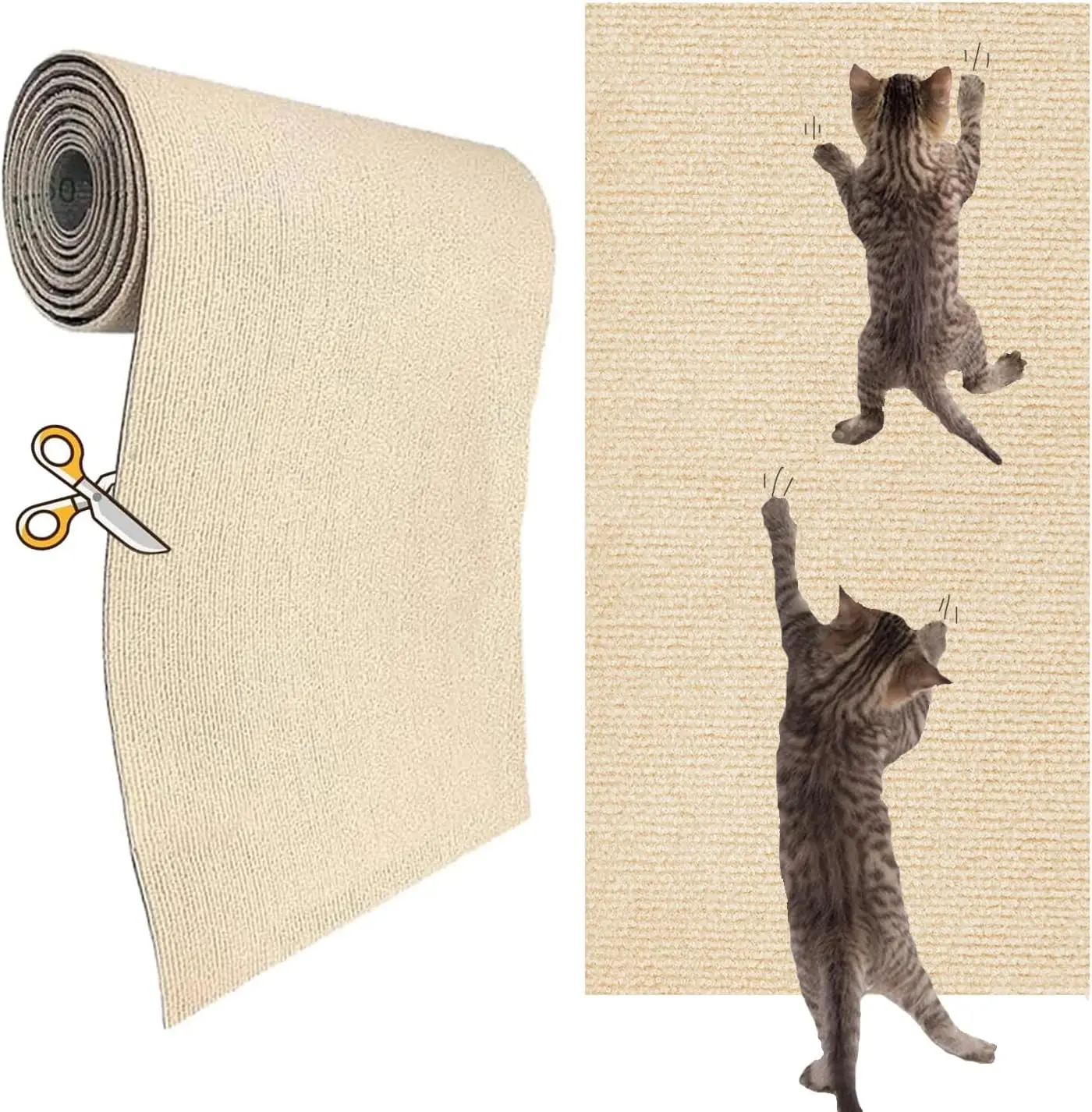 Self-Adhesive Cat Scratch Wall Mat, Trimmable Carpet Corner Protector for Indoor Cats, 78.7"x15.8", Beige
Self-Adhesive Cat Scratch Wall Mat, Trimmable Carpet Corner Protector for Indoor Cats, 78.7"x15.8", Beige