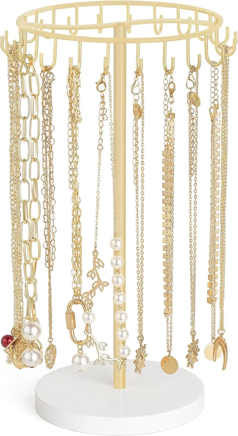 Mkono Necklace Holder Metal Jewelry Display Stand Necklace Organizer with 22 Hooks for Storage and Hanging Bracelet Keychain Home Room Decor for Women,Gold
Mkono Necklace Holder Metal Jewelry Display Stand Necklace Organizer with 22 Hooks for Storage and Hanging Bracelet Keychain Home Room Decor for Women,Gold