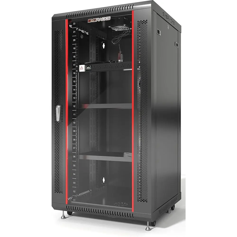 24U 19 Deep Glass Door Wall-Mounted Network Rack with Lock and PDU, Shelves Included
24U 19 Deep Glass Door Wall-Mounted Network Rack with Lock and PDU, Shelves Included