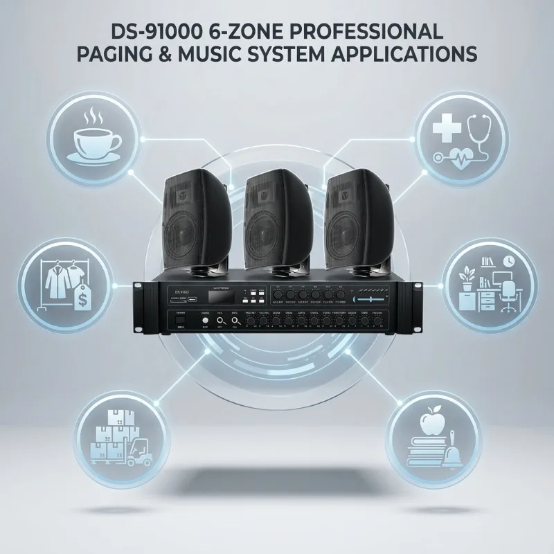 6 Zones 100V Constant Voltage Audio System Professional PA Mixing Amplifier with Passive Wall Mount Speaker Set for Shop
6 Zones 100V Constant Voltage Audio System Professional PA Mixing Amplifier with Passive Wall Mount Speaker Set for Shop