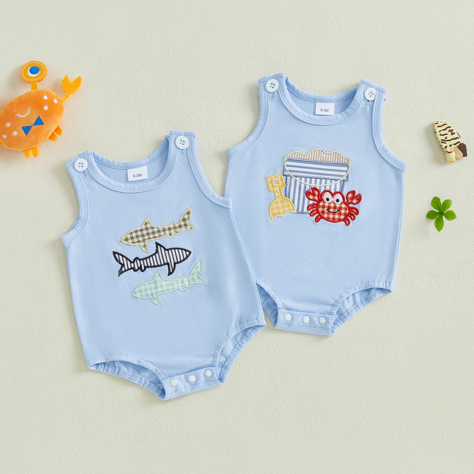 Baby Boy Casual Soft Romper Summer Sleeveless Round Neck Shark/Crab Embroidery Bodysuit Playsuit Bays Clothing
Baby Boy Casual Soft Romper Summer Sleeveless Round Neck Shark/Crab Embroidery Bodysuit Playsuit Bays Clothing