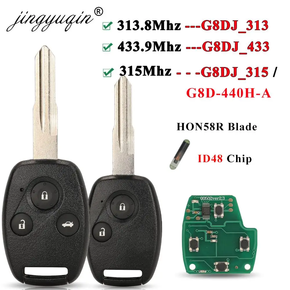 G8D-440H-A ID48 G8DJ_313/315/433 Chip Remote Car Key for Honda CRV Accord Odyssey Civic before 2004 313.8/315/433MHz Keys Fob
G8D-440H-A ID48 G8DJ_313/315/433 Chip Remote Car Key for Honda CRV Accord Odyssey Civic before 2004 313.8/315/433MHz Keys Fob