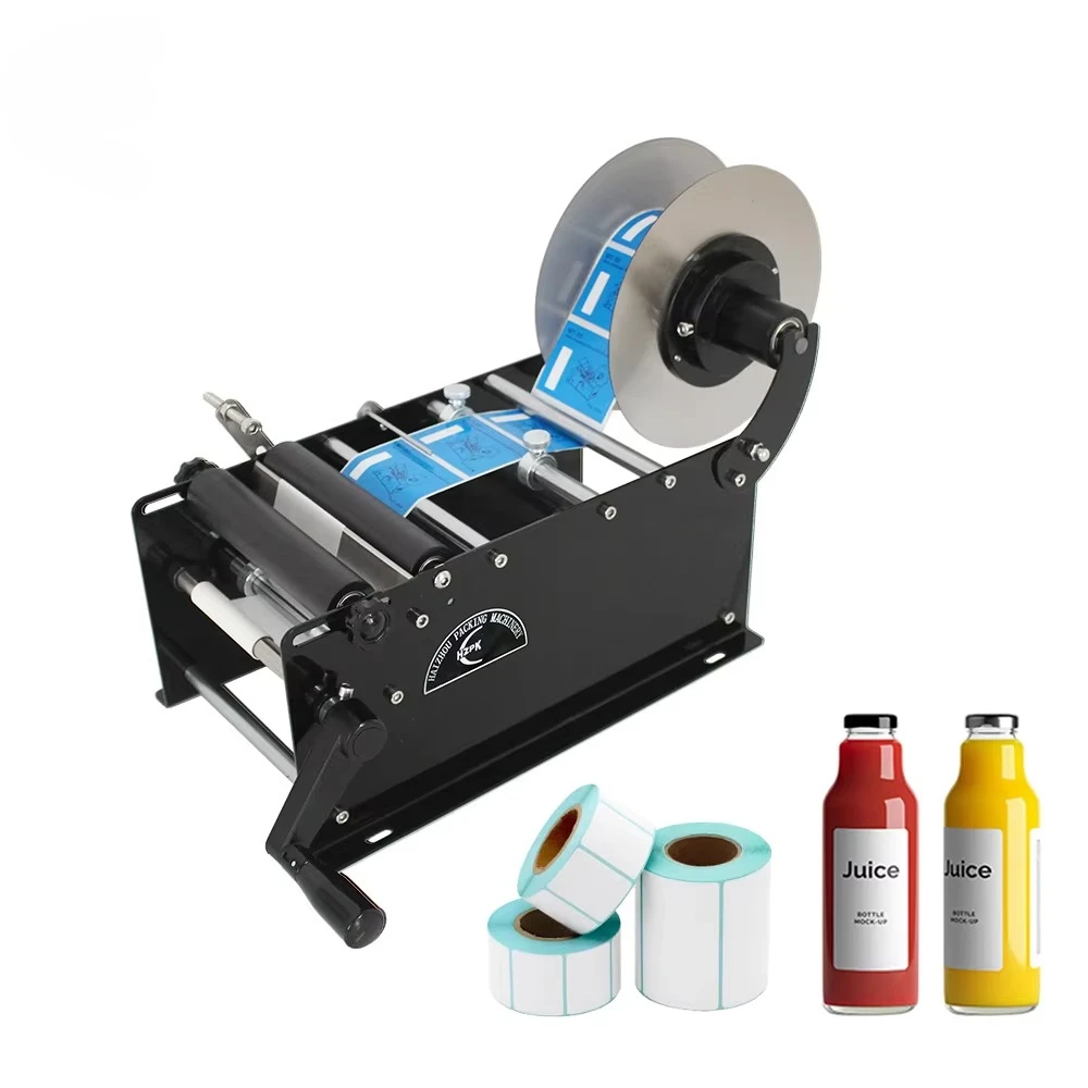 HZPK Simple Manual Labeling Machine Round Bottle Adhesive Sticker With Handle Labeling Machine Wine Bottle Small Packing Machine