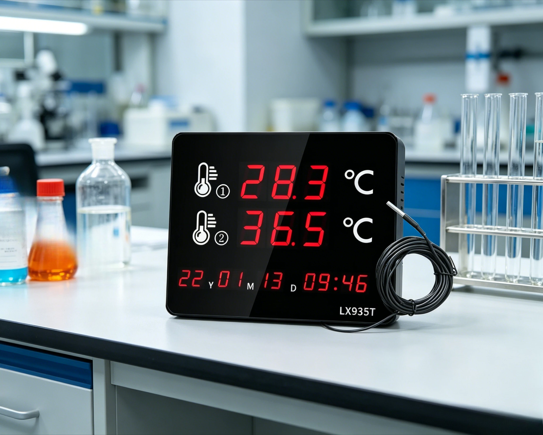 Professional Industrial Digital Thermometer LX935T-A with Dual Probe High Accuracy LCD for Commercial Home Indoor Outdoor Use
Professional Industrial Digital Thermometer LX935T-A with Dual Probe High Accuracy LCD for Commercial Home Indoor Outdoor Use