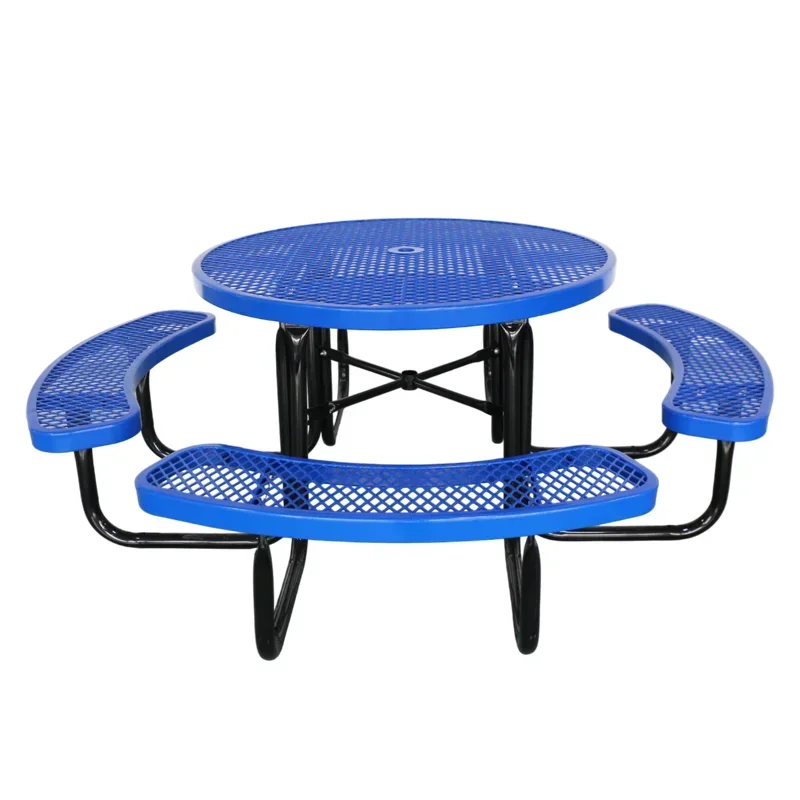 -outdoor furniture set commercial expanded steel round picnic table with bench restaurant outside metal dining table and chair
-outdoor furniture set commercial expanded steel round picnic table with bench restaurant outside metal dining table and chair