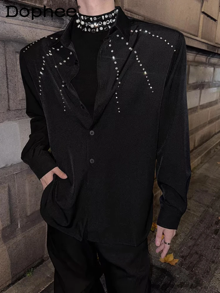Мужские модные однотонные рубашки с длинным рукавом, весна 2026, новые стильные топы с алмазным декором, свободные модные элегантные рубашки
Мужские модные однотонные рубашки с длинным рукавом, весна 2026, новые стильные топы с алмазным декором, свободные модные элегантные рубашки