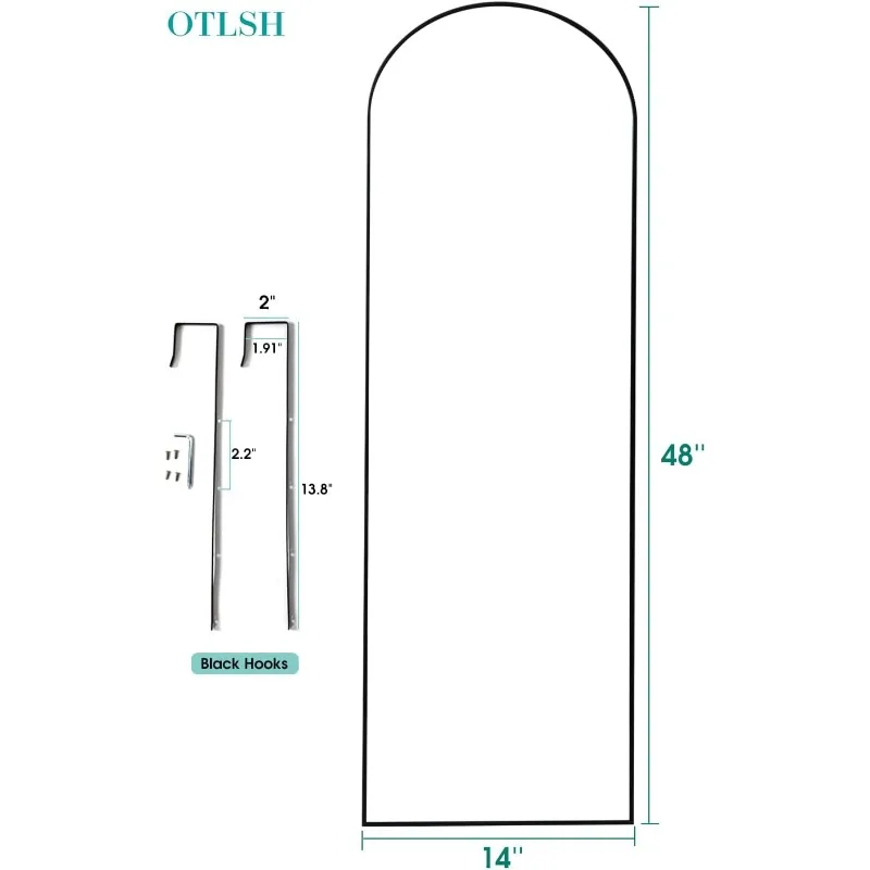 14"×48" Door Mirror,Arched Full Length Mirror, Over The Door, Arch Wall Mirror, Thin Frame, Aluminum Alloy, for Bedroom,
14"×48" Door Mirror,Arched Full Length Mirror, Over The Door, Arch Wall Mirror, Thin Frame, Aluminum Alloy, for Bedroom,