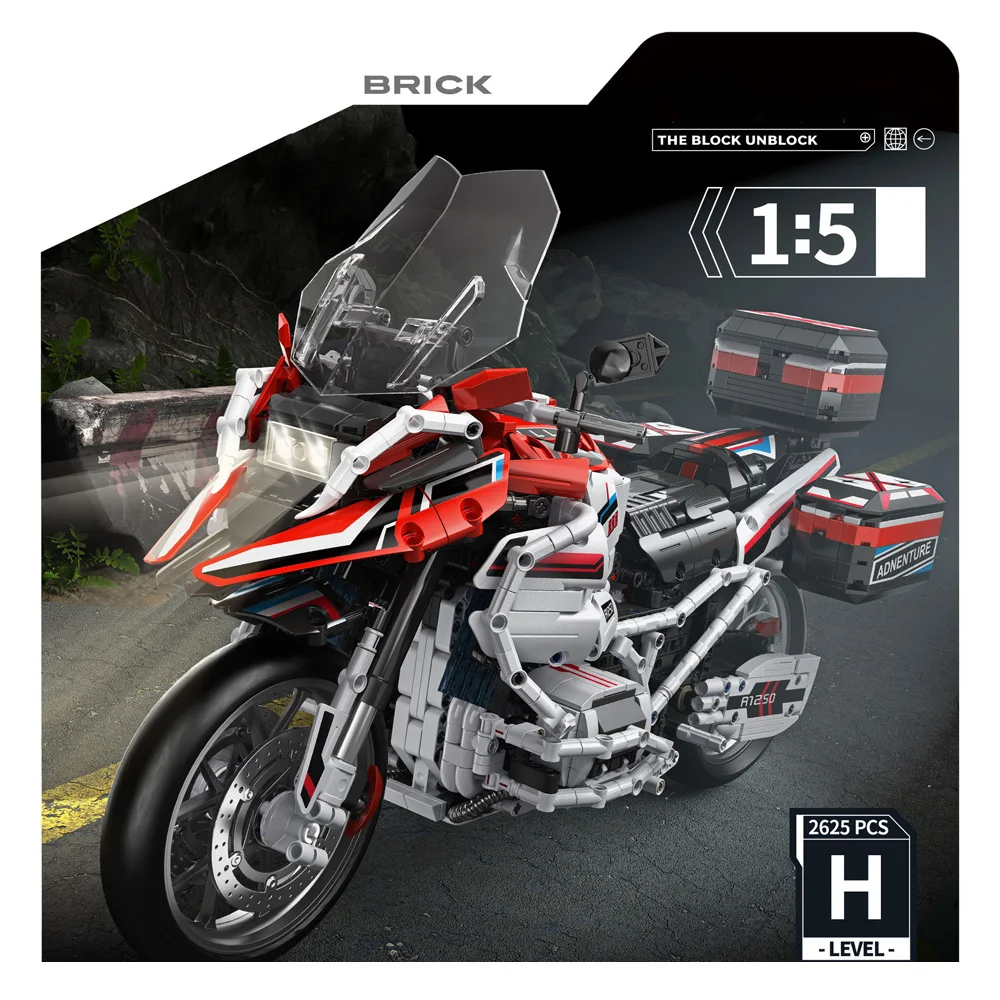 1:5 Scale Technical Germany Big Motorcycle R1300GS ADV Building Block Motor Model Brick Motorbike Toy Collection WIth Light
1:5 Scale Technical Germany Big Motorcycle R1300GS ADV Building Block Motor Model Brick Motorbike Toy Collection WIth Light