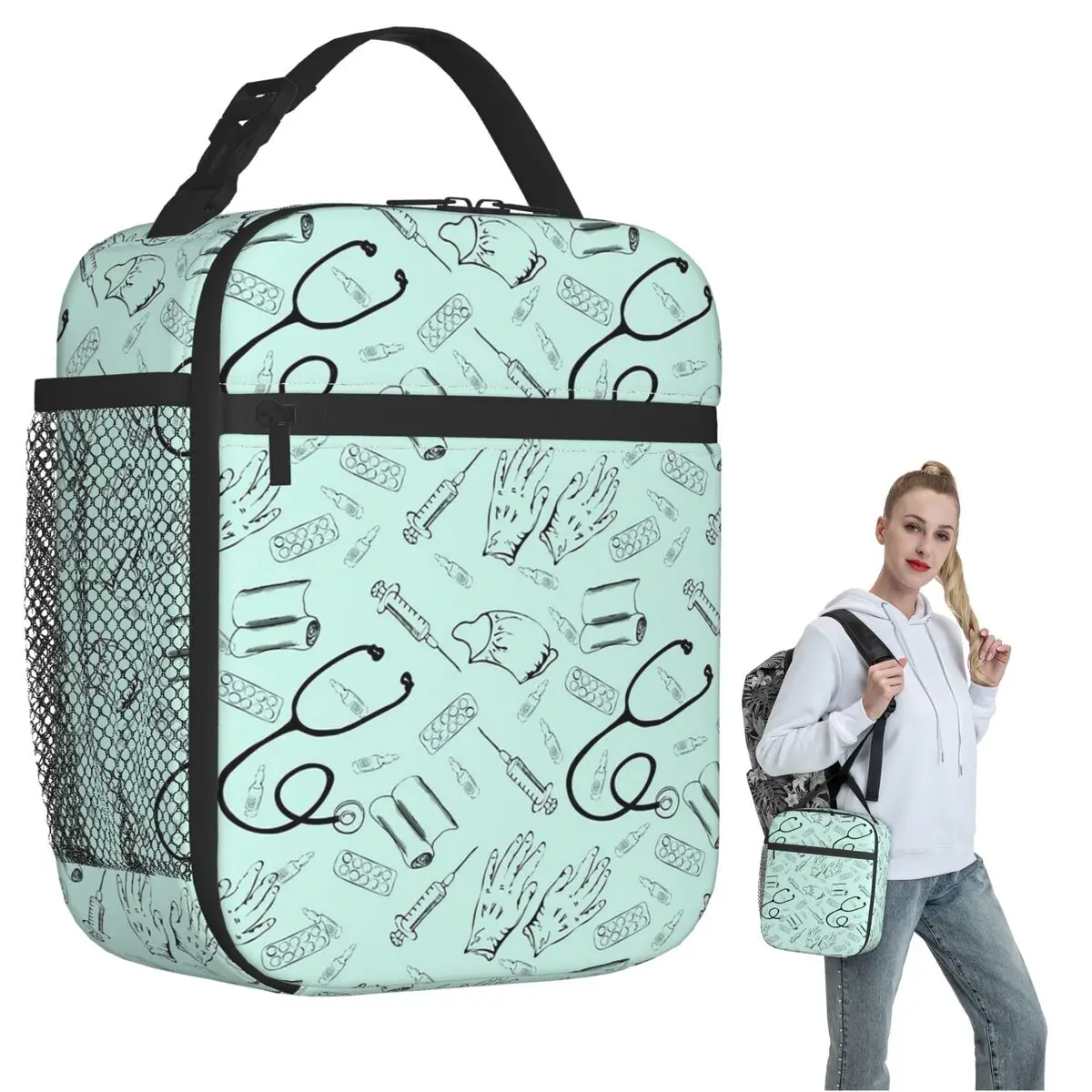 Kawaii Doctors Nurse Enfermera Doctor Pattern Insulated Lunch Bag for Women Children Portable Food Boxes Thermal Lunch Box Tote
Kawaii Doctors Nurse Enfermera Doctor Pattern Insulated Lunch Bag for Women Children Portable Food Boxes Thermal Lunch Box Tote