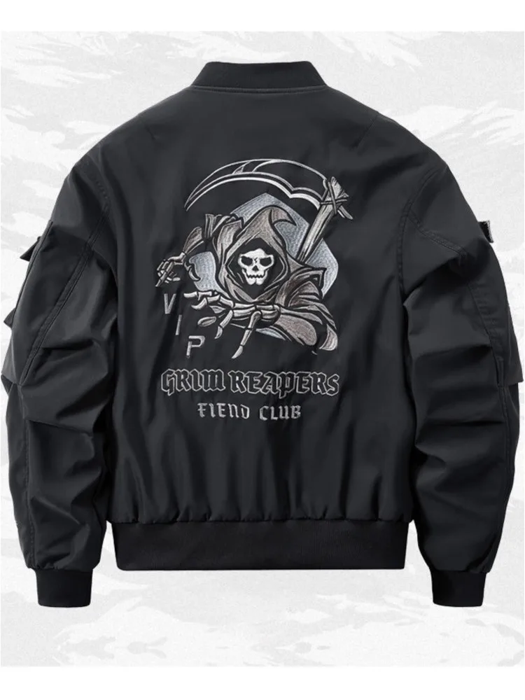 Men Punk Bomber Jacket Chest Pocket God of Death Techwear Hip Hop Tactical Streetwear Black Casual Jackets Oversized MA1 Coats
Men Punk Bomber Jacket Chest Pocket God of Death Techwear Hip Hop Tactical Streetwear Black Casual Jackets Oversized MA1 Coats