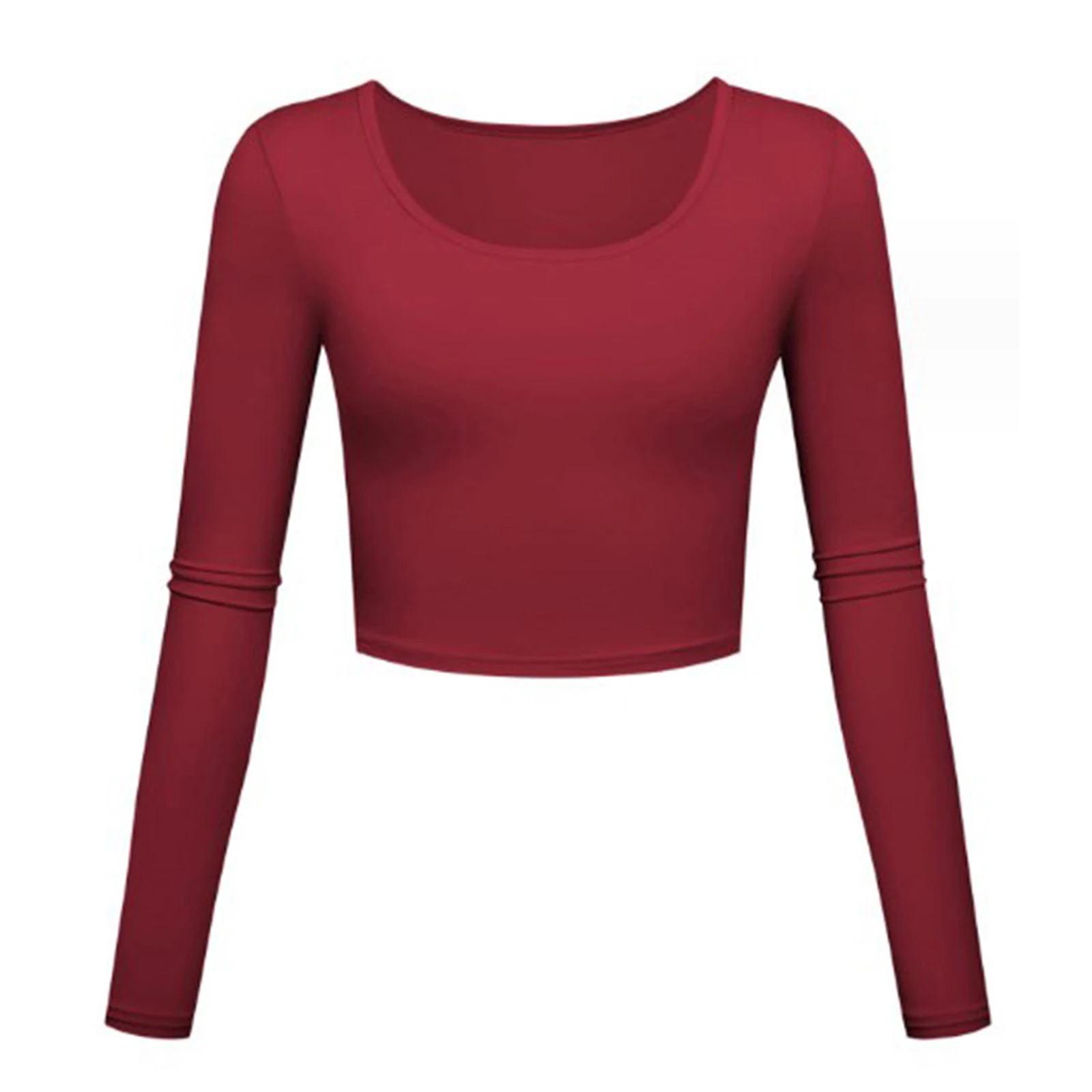 Womens Scoop Neck Crop Top Streetwear Y2k Casual Solid Color Long Sleeve Slim Fit T-shirt Tops for Party Club Yoga Dance Workout
Womens Scoop Neck Crop Top Streetwear Y2k Casual Solid Color Long Sleeve Slim Fit T-shirt Tops for Party Club Yoga Dance Workout