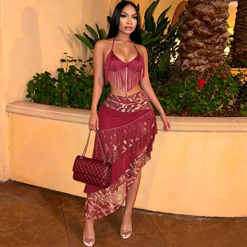 Doyerl Print Patchwork Vacation Outfits Woman 2 Piece Set Party Club Tassel Halter Crop Top and Asymmetrical Long Skirt Sets
Doyerl Print Patchwork Vacation Outfits Woman 2 Piece Set Party Club Tassel Halter Crop Top and Asymmetrical Long Skirt Sets