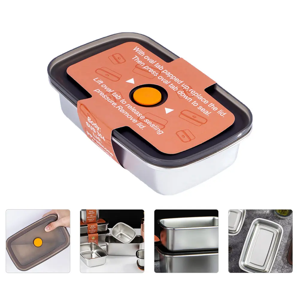 Stainless Steel Lunch Box Food Grade Safe Material Large Capacity Portable Kitchen Box Silica Gel Lid Storage Container 
Stainless Steel Lunch Box Food Grade Safe Material Large Capacity Portable Kitchen Box Silica Gel Lid Storage Container