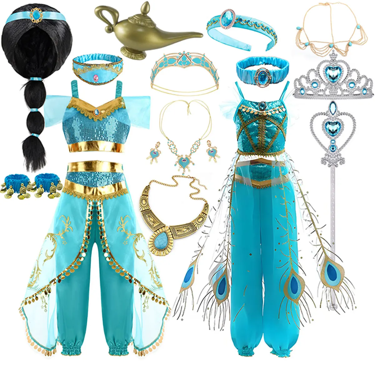 Disney Girls Cosplay Jasmine Aladdin Princess Sleeveless Suspender Dress Party Jasmine Jacket Pant Headband Carnival Dress Set
Disney Girls Cosplay Jasmine Aladdin Princess Sleeveless Suspender Dress Party Jasmine Jacket Pant Headband Carnival Dress Set