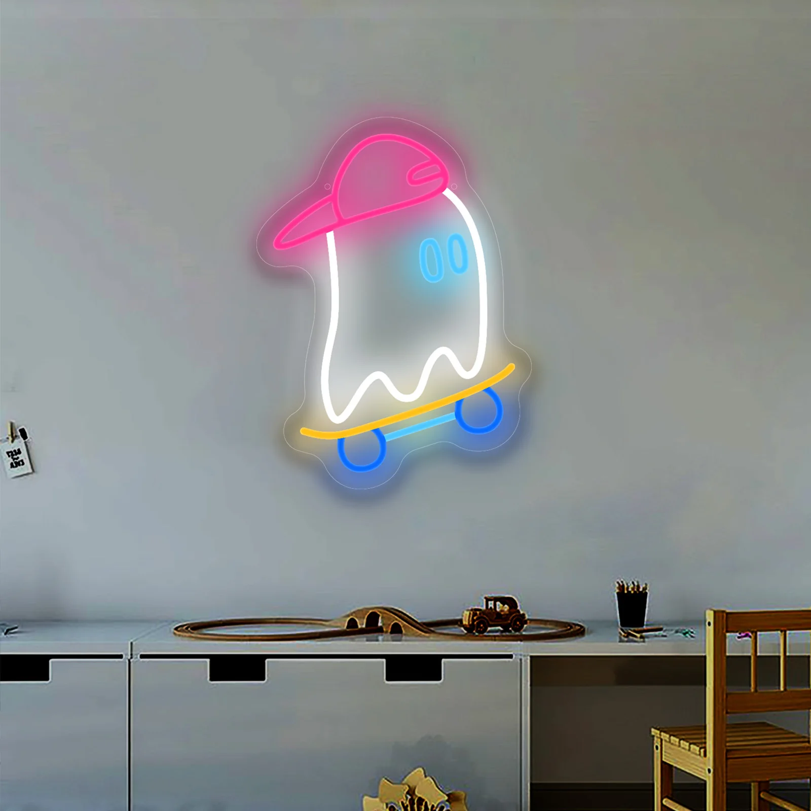 Skateboard Ghost Neon Sign LED Neon Light Sign USB Dimmable for Bedroom Children's Room Club Men Caves Decor Gift for Kid Teen
Skateboard Ghost Neon Sign LED Neon Light Sign USB Dimmable for Bedroom Children's Room Club Men Caves Decor Gift for Kid Teen