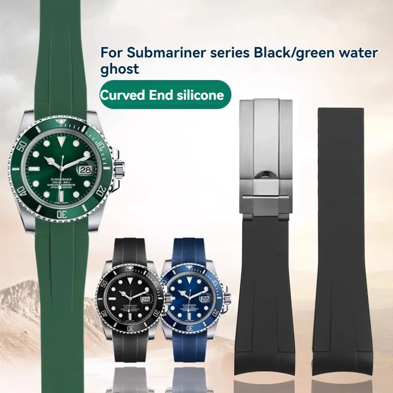 20mm 21mm for Ro-lex Curved End Rubber Silicone Wristband Men Black Green Water Ghost GMT Daytona Arc Mouth Waterproof Strap
20mm 21mm for Ro-lex Curved End Rubber Silicone Wristband Men Black Green Water Ghost GMT Daytona Arc Mouth Waterproof Strap