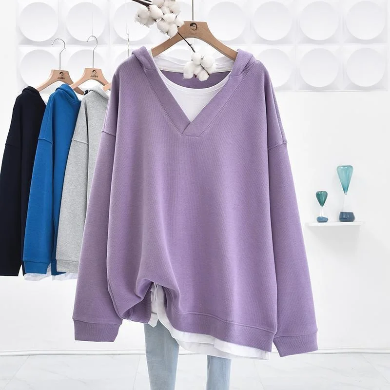 plus Size Women's Hoodie Long Sleeve Casual Loose Fit Spring Autumn Trendy Fake Two-Piece Top for Heavy Girls 300 Pounds
plus Size Women's Hoodie Long Sleeve Casual Loose Fit Spring Autumn Trendy Fake Two-Piece Top for Heavy Girls 300 Pounds