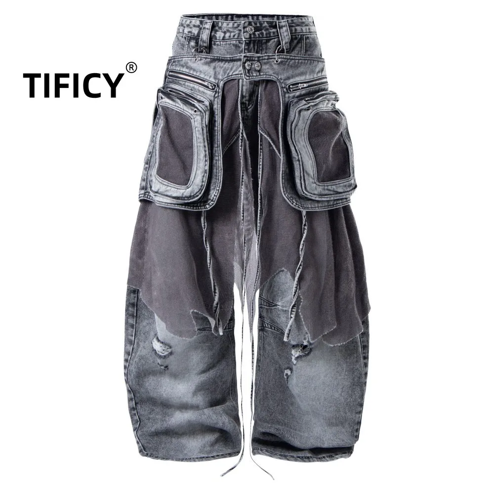 High Street Detachable Fake Two-piece Workwear Curved Knife Jeans Pants Men's Waste Soil Made Old Rough Edged Denim Pants
High Street Detachable Fake Two-piece Workwear Curved Knife Jeans Pants Men's Waste Soil Made Old Rough Edged Denim Pants