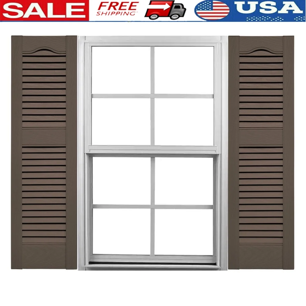 Vinyl Cathedral Top Center Mullion Shutter Open Louver Window Shutter Installation Hardware Durable Maintenance-Free Outdoor
Vinyl Cathedral Top Center Mullion Shutter Open Louver Window Shutter Installation Hardware Durable Maintenance-Free Outdoor