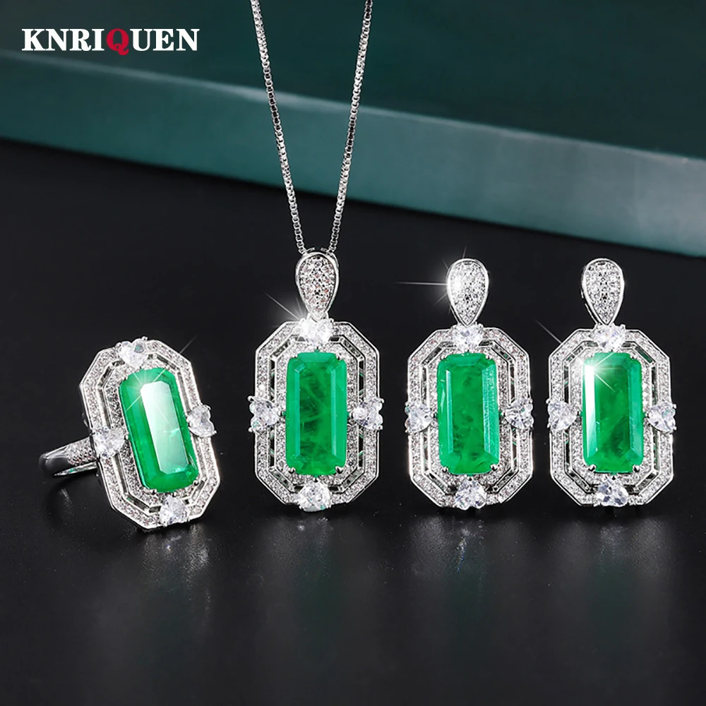 Vintage 8*16mm Emerald Gemstone Necklace Pendant Ring Earrings Luxury Party Fine Jewelry Sets Gift for Women Female Accessories
Vintage 8*16mm Emerald Gemstone Necklace Pendant Ring Earrings Luxury Party Fine Jewelry Sets Gift for Women Female Accessories