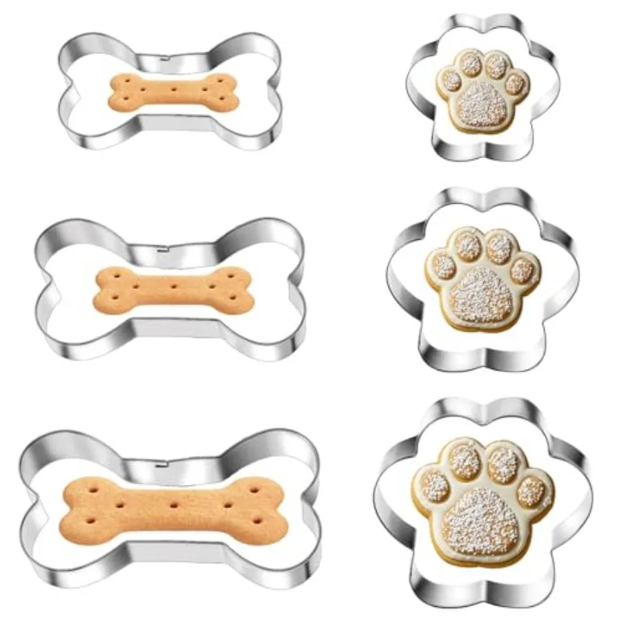 6 PCS Bone and Dog Footprints Cookie Cutters Set 3 Sizes Stainless Steel Dog Bone Cookie Cutter DogsTreat Cutters Dogs Shaped C
6 PCS Bone and Dog Footprints Cookie Cutters Set 3 Sizes Stainless Steel Dog Bone Cookie Cutter DogsTreat Cutters Dogs Shaped C