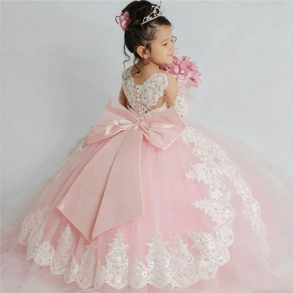Customized Luxury Pink Flower Girl Wedding Dress Full Sleeves Appliques Lace with Bow Kids Birthday Party Bridesmaid Ball Gown
Customized Luxury Pink Flower Girl Wedding Dress Full Sleeves Appliques Lace with Bow Kids Birthday Party Bridesmaid Ball Gown