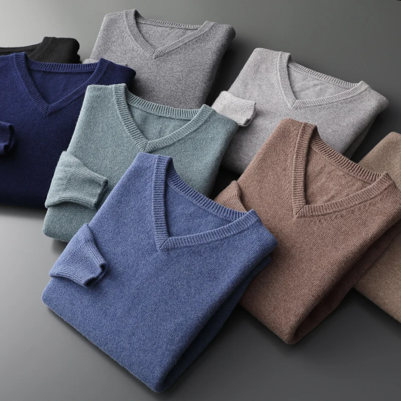Autumn/Winter New Men's 100% wool Pullover Business Casual Solid Knitted Sweater Loose V-neck Tops Basic Thick Warm Jumper
Autumn/Winter New Men's 100% wool Pullover Business Casual Solid Knitted Sweater Loose V-neck Tops Basic Thick Warm Jumper