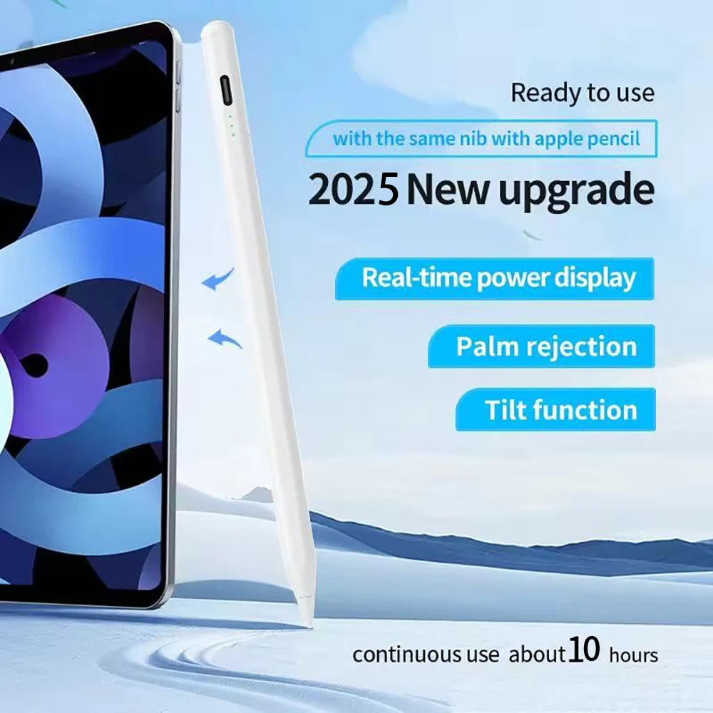 Стилус для iPad Pencil 10-го поколения, Apple Pencil с быстрой зарядкой 3X с функцией захвата ладони и чувствительностью наклона, для iPad 2018-2025 гг. 
Стилус для iPad Pencil 10-го поколения, Apple Pencil с быстрой зарядкой 3X с функцией захвата ладони и чувствительностью наклона, для iPad 2018-2025 гг.