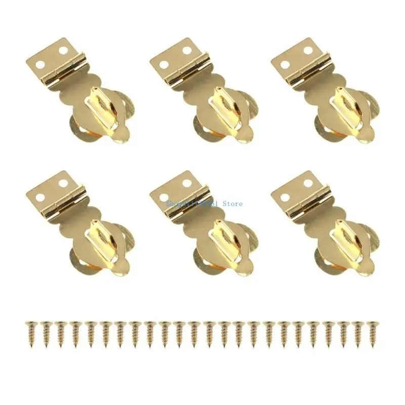H05E Pack Of 6 Brass Latches lock Gold Metal Hasp lock Simple to Use for Various Use
H05E Pack Of 6 Brass Latches lock Gold Metal Hasp lock Simple to Use for Various Use