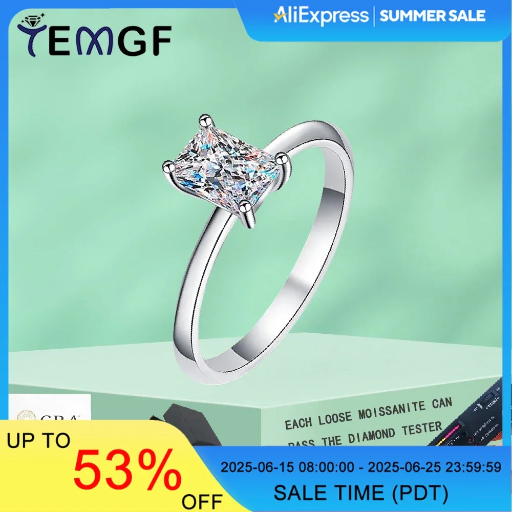 TEMGF 1CT Moissanite Ring Raytheon/Emerald Cut S925 Sterling Silver for Women Wedding Sparkling Fine Jewelry GRA Certification
TEMGF 1CT Moissanite Ring Raytheon/Emerald Cut S925 Sterling Silver for Women Wedding Sparkling Fine Jewelry GRA Certification