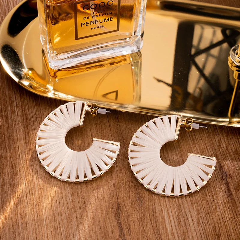 Hoop Drop Earrings Beach Summer Statement Fashion Metal Boho Handmade White Raffia Tassel Jewelry for Women Girls Free Shipping
Hoop Drop Earrings Beach Summer Statement Fashion Metal Boho Handmade White Raffia Tassel Jewelry for Women Girls Free Shipping