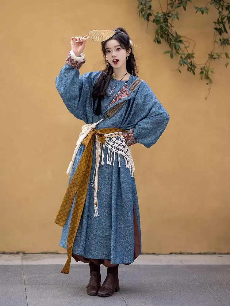 Tang System Round Neck Robe Flax Lantern Pants Improve Hanfu Cos Cosplay Blue Halloween
Tang System Round Neck Robe Flax Lantern Pants Improve Hanfu Cos Cosplay Blue Halloween