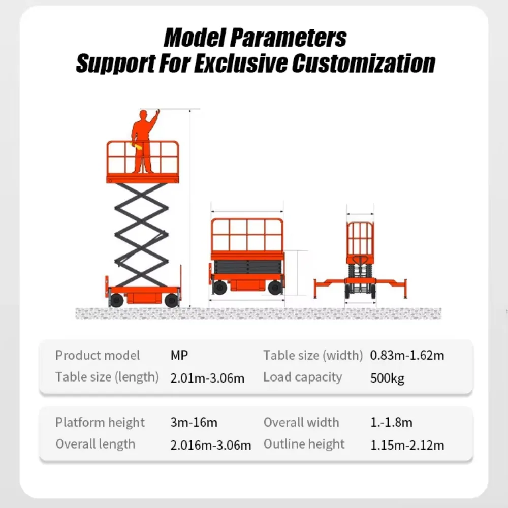 Scissor Lift Platform Electric 4m Height Lifting Table for Warehouse Maintenance Aerial Work Construction Compact Mobile Design
Scissor Lift Platform Electric 4m Height Lifting Table for Warehouse Maintenance Aerial Work Construction Compact Mobile Design