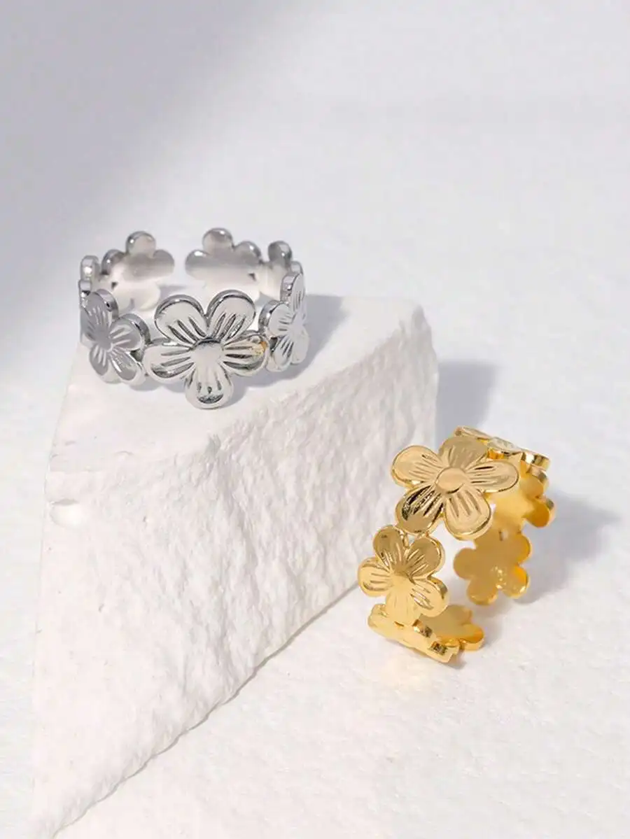 Floral Design Stainless Steel Adjustable Ring For Women And Men
Floral Design Stainless Steel Adjustable Ring For Women And Men
