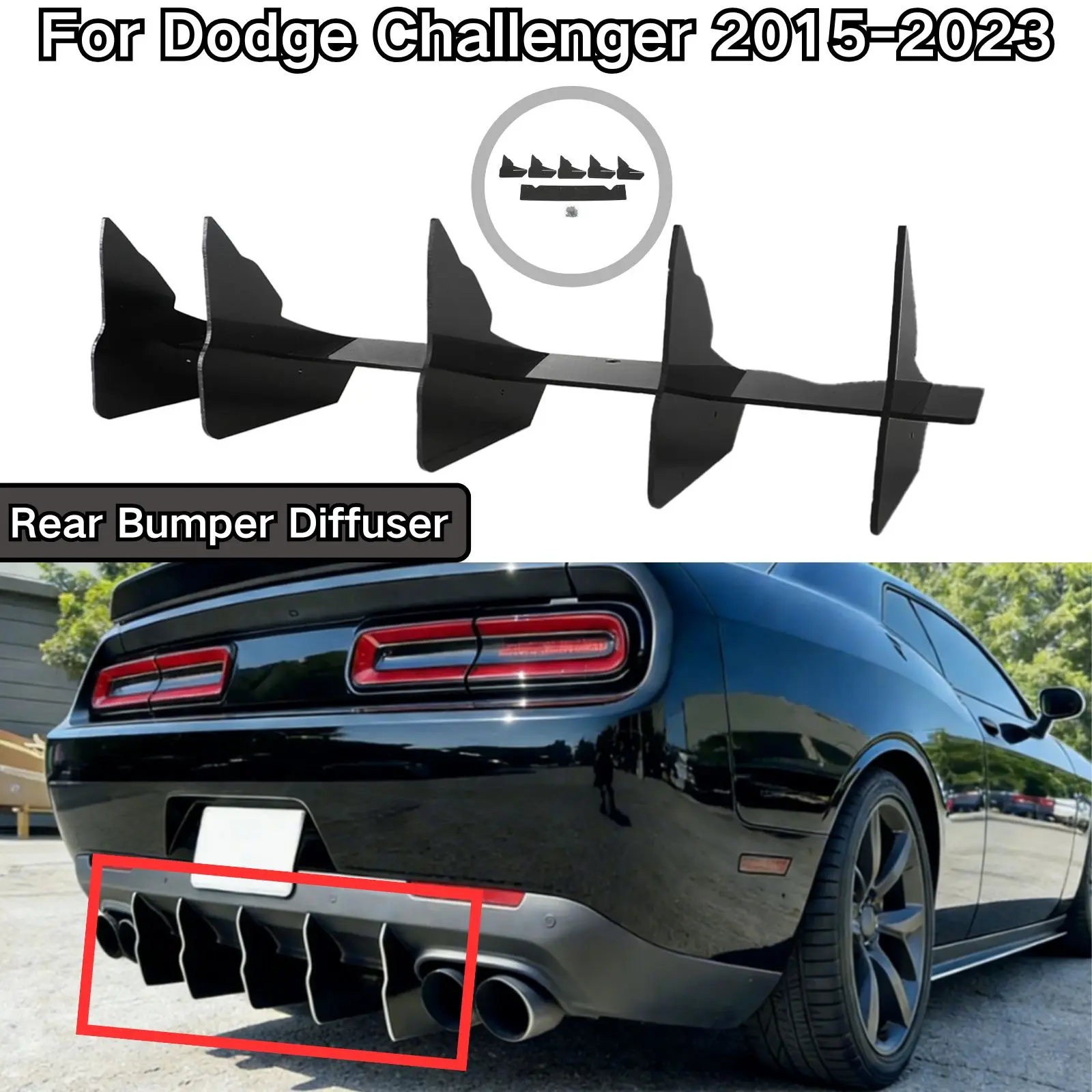 Для Dodge Challenger 2015 2016-2023 Набор диффузоров заднего бампера, автомобильные аксессуары, комплект кузова, глянцевый черный, 6 шт., внешние детали
Для Dodge Challenger 2015 2016-2023 Набор диффузоров заднего бампера, автомобильные аксессуары, комплект кузова, глянцевый черный, 6 шт., внешние детали