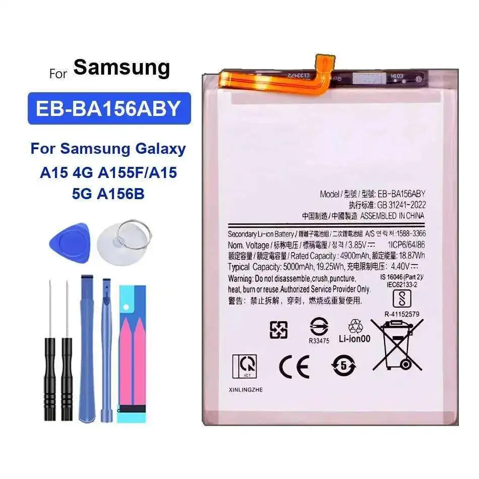Для Samsung Galaxy A15 4G A155F 5G A156B EB-BA156ABY аккумулятор мобильного телефона высокой емкости 5000 мАч
Для Samsung Galaxy A15 4G A155F 5G A156B EB-BA156ABY аккумулятор мобильного телефона высокой емкости 5000 мАч