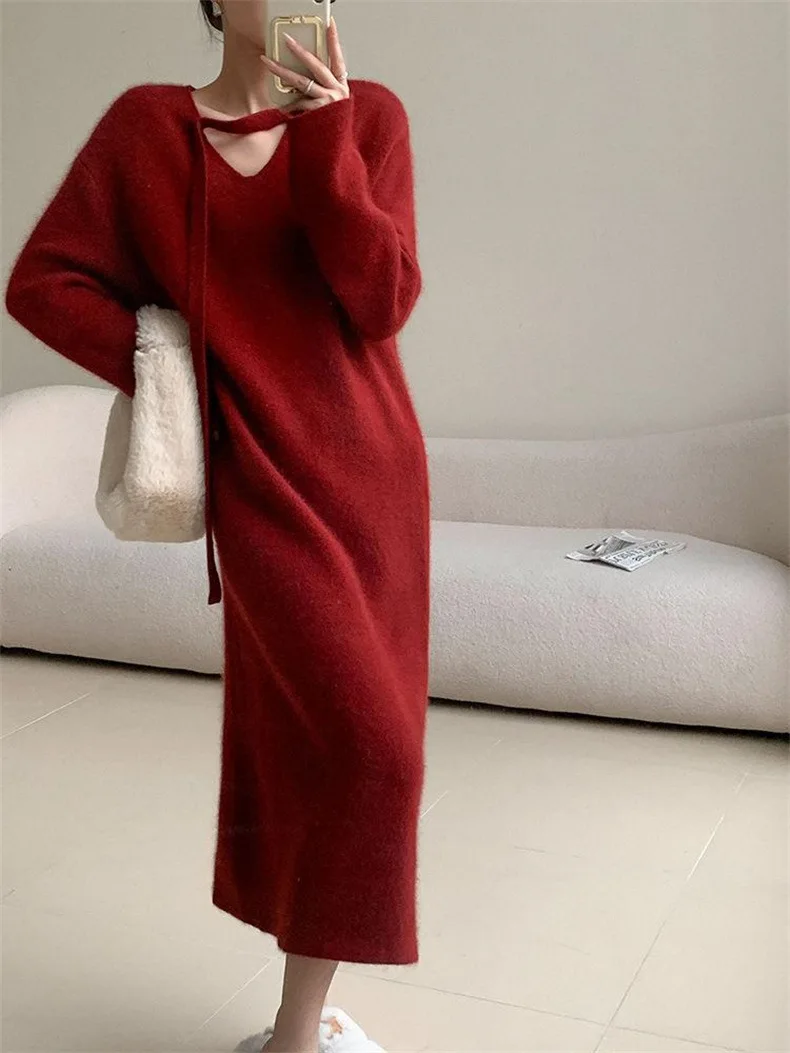 Autumn Winter Elegant Women's Knitted Long Dress Vintage Warm Long Sleeve Base Maxi Dresses Ladies Vestidos Para Mujer Платье
Autumn Winter Elegant Women's Knitted Long Dress Vintage Warm Long Sleeve Base Maxi Dresses Ladies Vestidos Para Mujer Платье