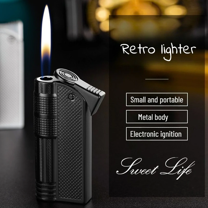 New Metal Retro Open Fire Lighter Retro One Button Ignite Butane Gas Inflatable Lighter Smoking Accessories Gift Tool
New Metal Retro Open Fire Lighter Retro One Button Ignite Butane Gas Inflatable Lighter Smoking Accessories Gift Tool
