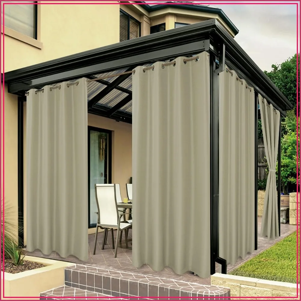Outdoor Curtains for Patio, Water Resistant Heavy Privacy Light Filtering Grommet Curtains for Porch, Pergola, Gazebo, 1 Panel, 84x108 inch, Taupe
Outdoor Curtains for Patio, Water Resistant Heavy Privacy Light Filtering Grommet Curtains for Porch, Pergola, Gazebo, 1 Panel, 84x108 inch, Taupe