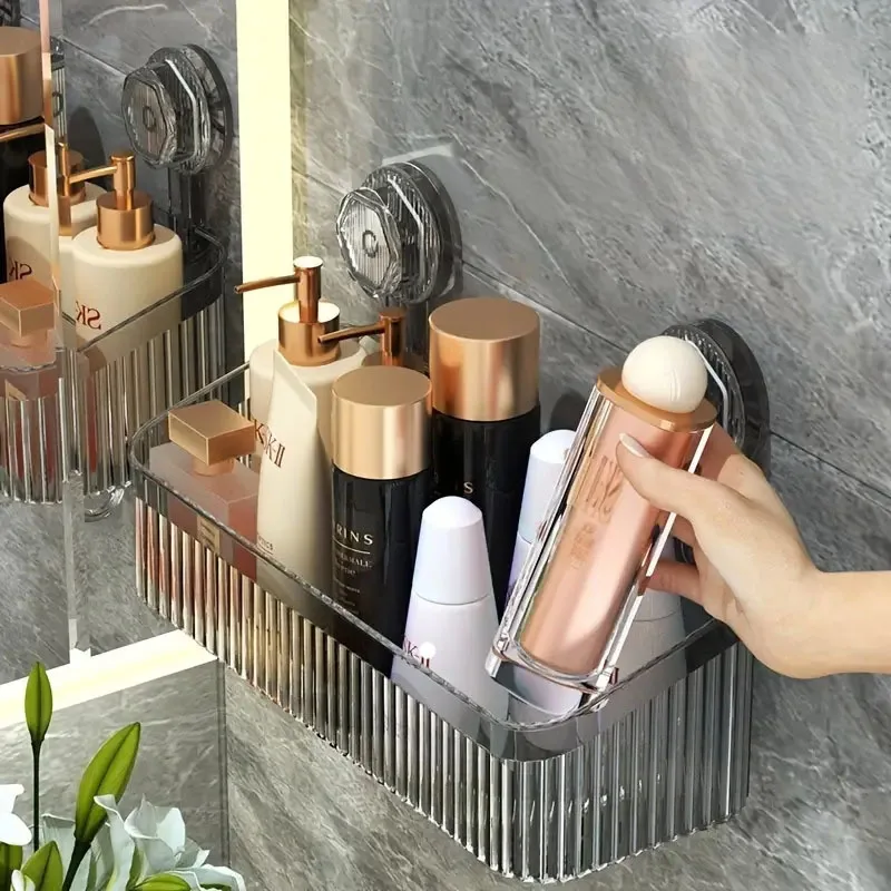 1pc Premium Wall Mounted Bathroom Rack - Stylish Hanging Shelf with Strong Suction Cup, Water-Draining Cosmetic Organizer, Sham
1pc Premium Wall Mounted Bathroom Rack - Stylish Hanging Shelf with Strong Suction Cup, Water-Draining Cosmetic Organizer, Sham