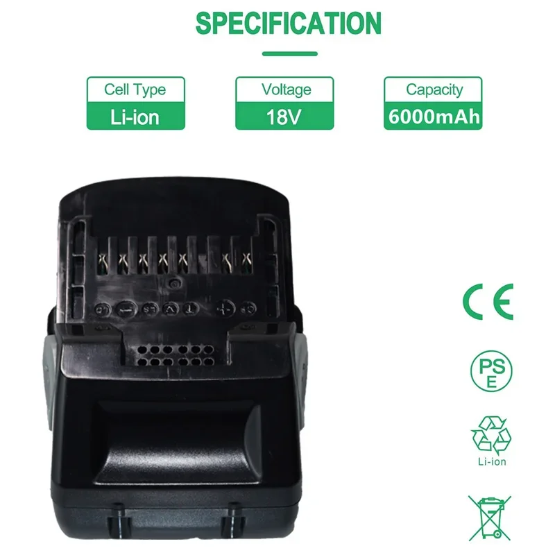 6000mAh 18V Screwdriver Tools Battery for Hitachi BSL1830 BSL11815 BSL11820 BSL11840 BSL11850 BSL1860 Rechargeable Batteries
6000mAh 18V Screwdriver Tools Battery for Hitachi BSL1830 BSL11815 BSL11820 BSL11840 BSL11850 BSL1860 Rechargeable Batteries