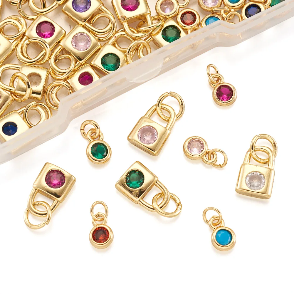 56Pcs Metal Cubic Zirconia Charms Flat Round & Lock Shape for Jewelry Making DIY Bracelet Necklace Accessories Elegant Style
56Pcs Metal Cubic Zirconia Charms Flat Round & Lock Shape for Jewelry Making DIY Bracelet Necklace Accessories Elegant Style