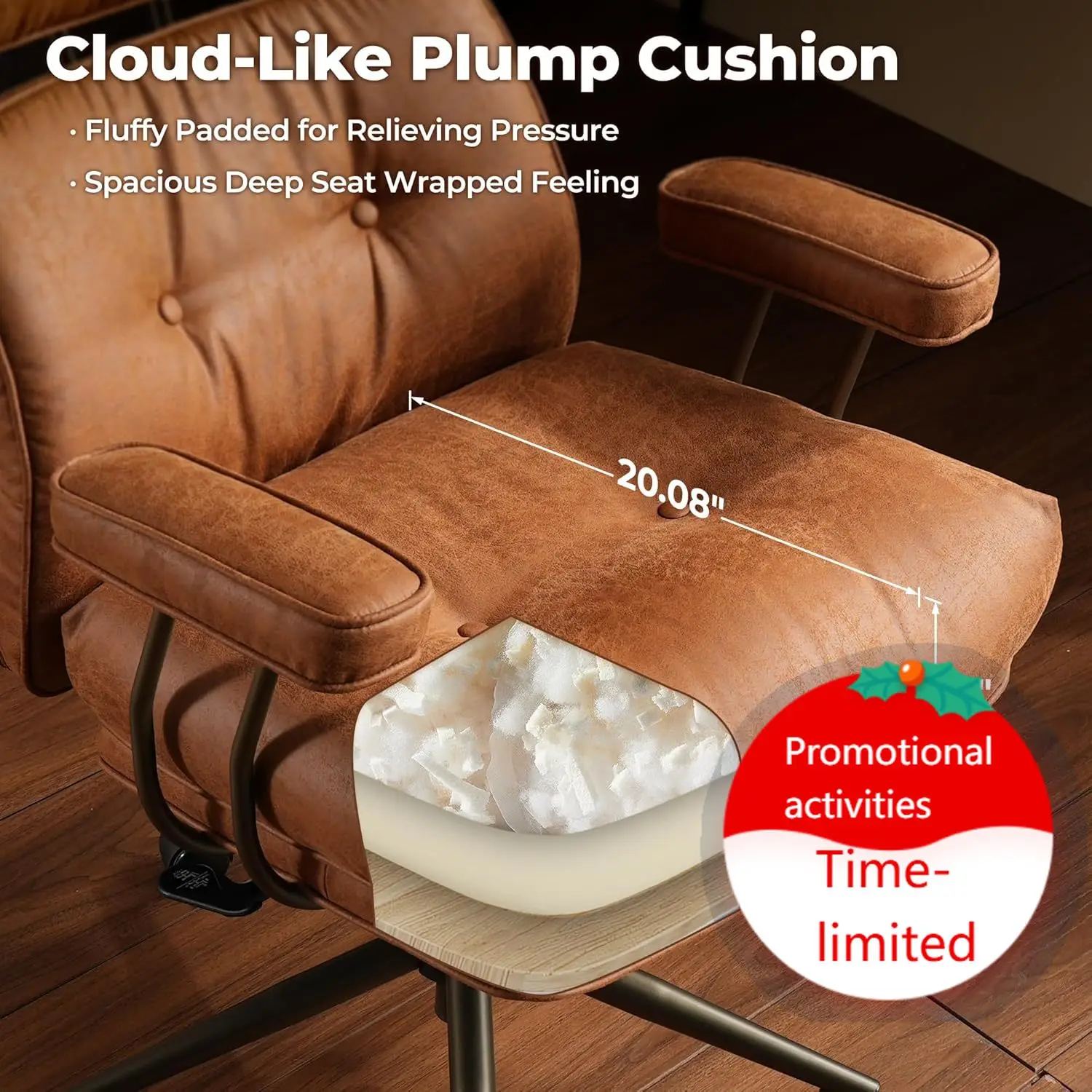 Ergonomic Office Chair, High Back Faux Leather Executive Chairs with Thick Cushion, Comfy Mid-Century Modern Swivel Rolling Comp
Ergonomic Office Chair, High Back Faux Leather Executive Chairs with Thick Cushion, Comfy Mid-Century Modern Swivel Rolling Comp