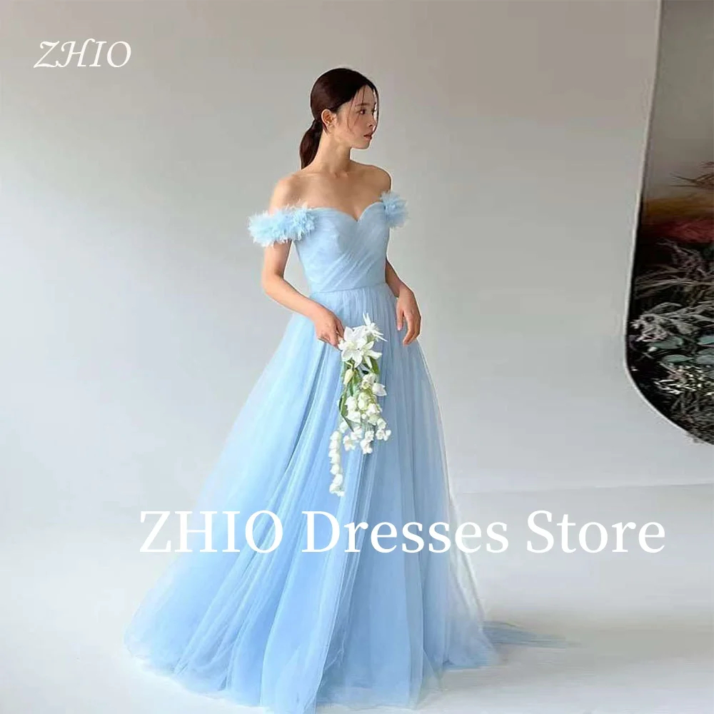 ZHIO Princess Bule Flowers Wedding Party Dress A-Line Off the Shoulder Floor Length Bridal Gown Korea Photo Shoot Customized
ZHIO Princess Bule Flowers Wedding Party Dress A-Line Off the Shoulder Floor Length Bridal Gown Korea Photo Shoot Customized