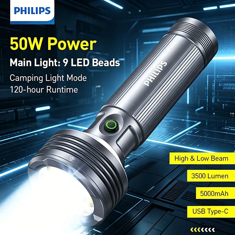 Philips Sfl6253 Flashlight Main Light with 5 Modes Camping Light with 4 Modes Emergency Light with A Range of 120 Hours
Philips Sfl6253 Flashlight Main Light with 5 Modes Camping Light with 4 Modes Emergency Light with A Range of 120 Hours