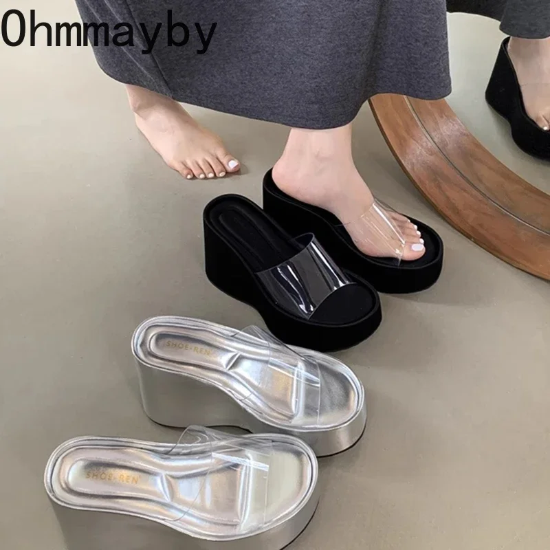 2024 Summer Chunky Woman Slippers Fashion PVC Transparent Platform Wedges Heel Slides Ladies Casual Outdoor Beach Shoes
2024 Summer Chunky Woman Slippers Fashion PVC Transparent Platform Wedges Heel Slides Ladies Casual Outdoor Beach Shoes