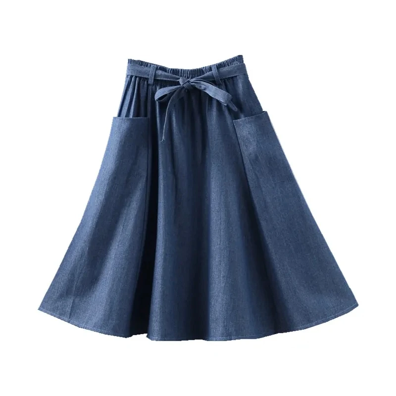 Women's Cowboy Elastic waist A-line Half skirt 2024 Spring/Summer Bow Belt Pocket Large hem Half Skirts High waisted Female
Women's Cowboy Elastic waist A-line Half skirt 2024 Spring/Summer Bow Belt Pocket Large hem Half Skirts High waisted Female