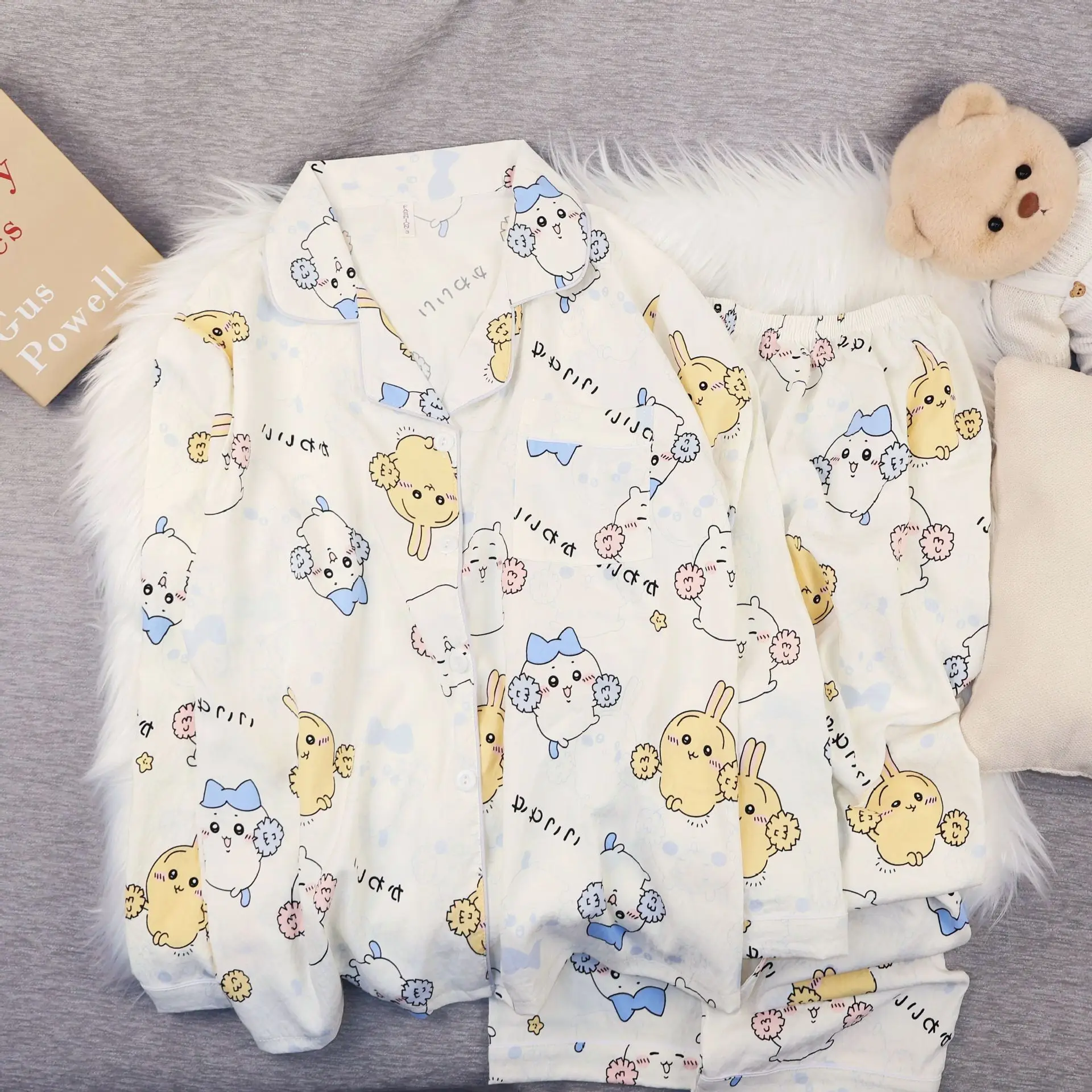 Anime Chiikawa Summer Girls' Long sleeved Pants Thin Cotton Casual Comfortable Pajama Set Cartoon Cute Hachiware Home Clothes
Anime Chiikawa Summer Girls' Long sleeved Pants Thin Cotton Casual Comfortable Pajama Set Cartoon Cute Hachiware Home Clothes