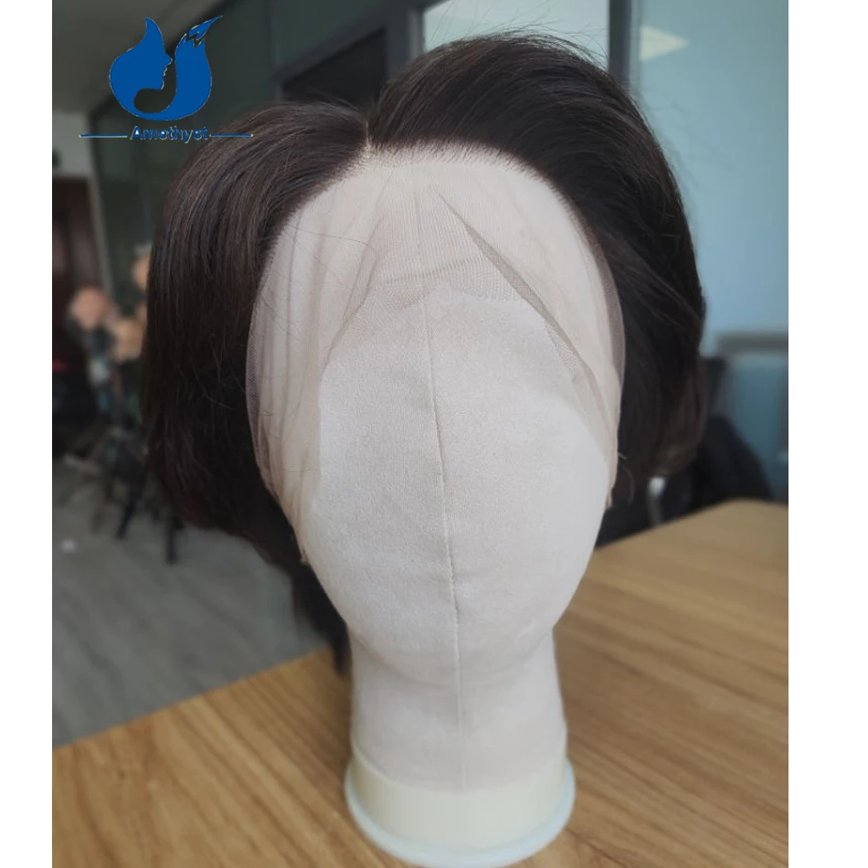 Amethyst Dark Brown Color #2 Short Bob Human Hair Wig 13x6 Lace Frontal Boy Cut Brazilian Remy Hair Wig Natural Wave for Men
Amethyst Dark Brown Color #2 Short Bob Human Hair Wig 13x6 Lace Frontal Boy Cut Brazilian Remy Hair Wig Natural Wave for Men