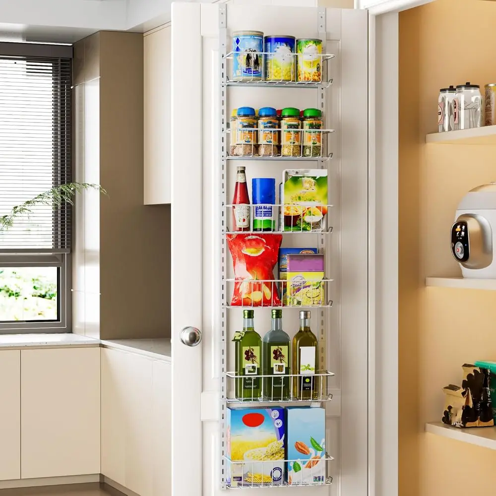 Adjustable Metal Over the Door Pantry Organizer Rack, 6-Tier Over the Door Spice Rack, Kitchen Pantry Door Organizers and Storag
Adjustable Metal Over the Door Pantry Organizer Rack, 6-Tier Over the Door Spice Rack, Kitchen Pantry Door Organizers and Storag
